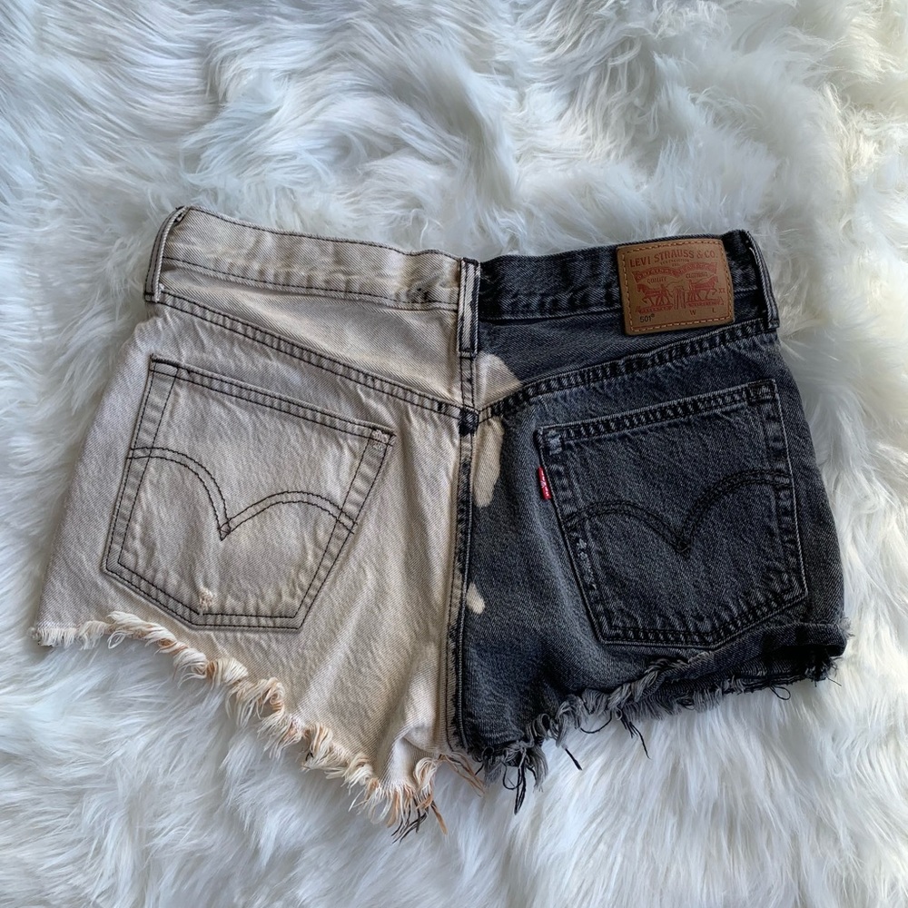 LEVIS black bleach dye denim shorts